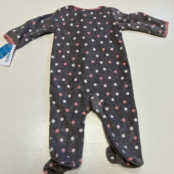 NWT Carter’s Baby Girl Gray & Pink Little Sister Fleece Pajamas - Size 6 Months - Picture 4 of 6
